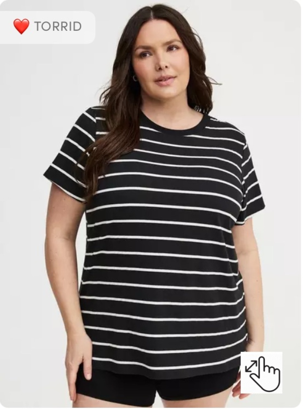 torrid Black and White Horizontal Stripe Short Sleeve Tee